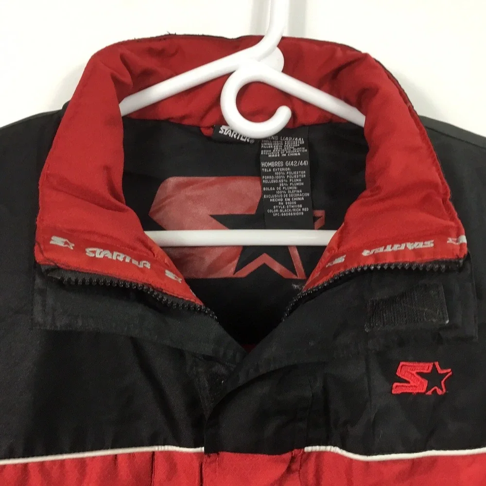 Starter Down Feather Jacket Size L 42/44 Winter Coat Men's Black Red Snow
